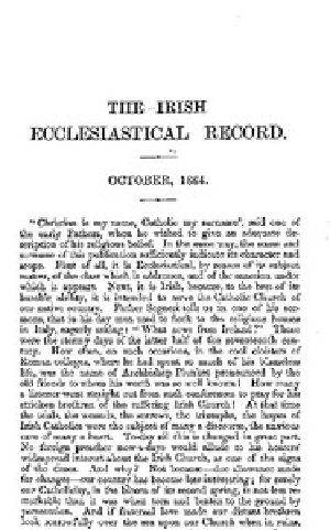 [Gutenberg 46603] • The Irish Ecclesiastical Record, Volume 1, October, 1864